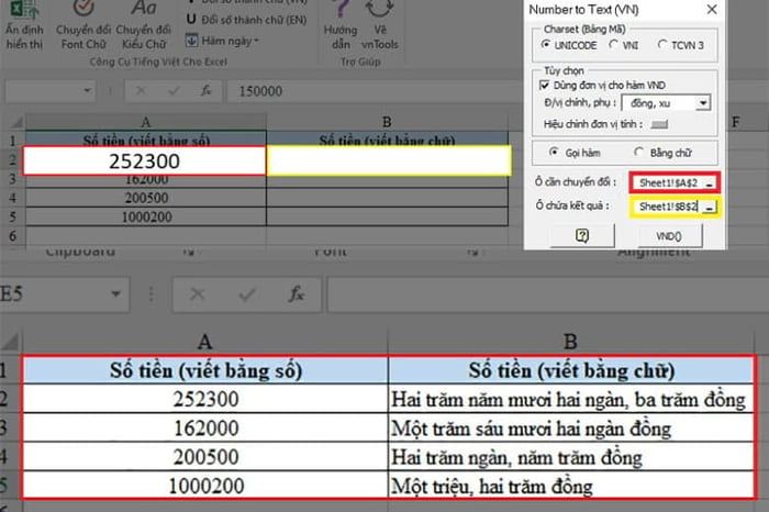 Làm thế nào để chuyển đổi số thành chữ trong Excel?